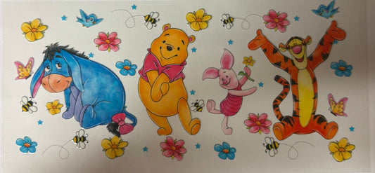 uvdtf  transfer wrap Winnie the Pooh with friends dancing
