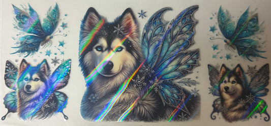 uvdtf  transfer wrap holo butterfly husky dog