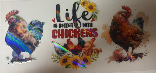uvdtf  transfer wrap holo life is better with chickens