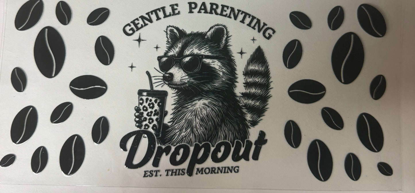 uvdtf  transfer wrap raccoon coffee funny parent saying