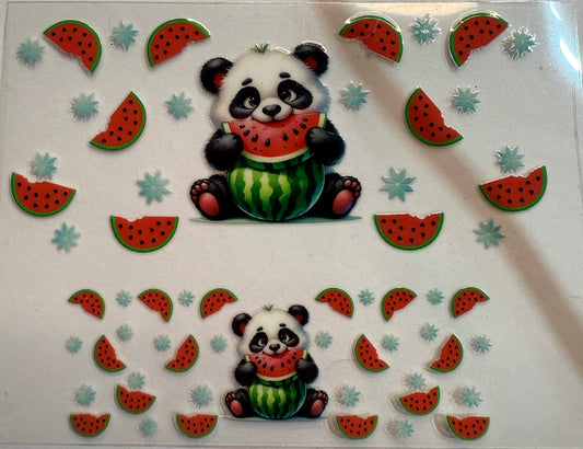 Uvdtf wraps Mini Stanley panda eating watermelon