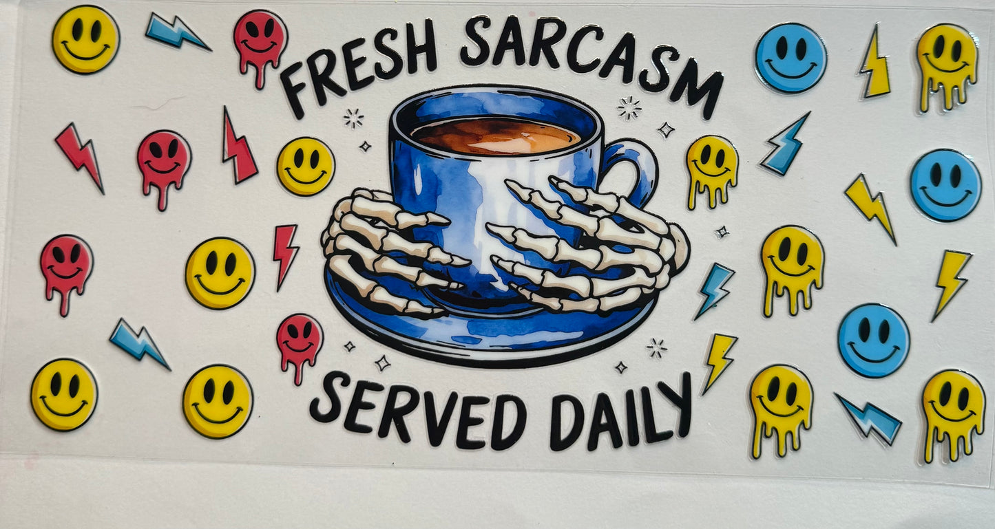 uvdtf  transfer wrap fresh sarcasm served daily with coffee cup and skull hands