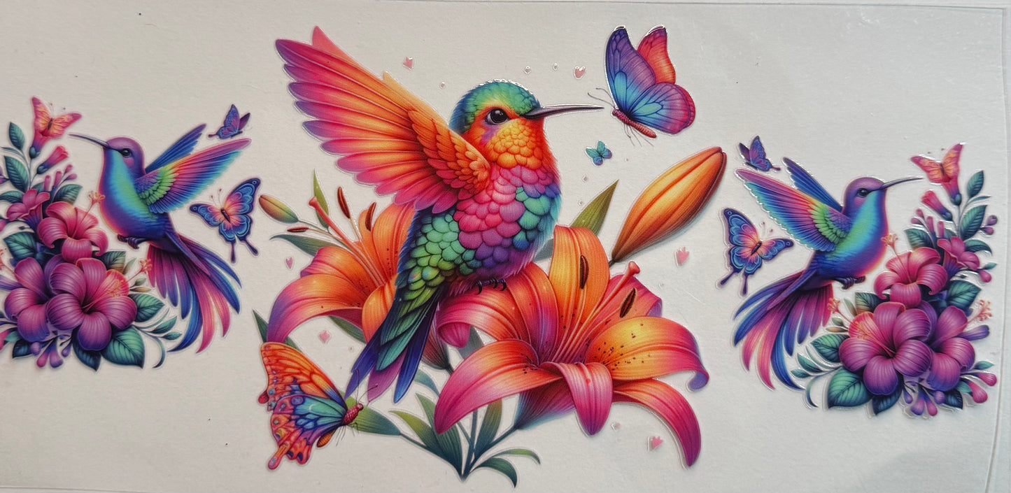 uvdtf  transfer wrap humming bird pink and orange