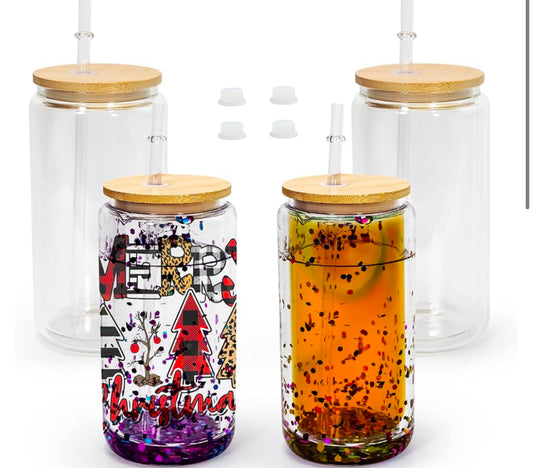 Snow globe tumbler 16oz glass
