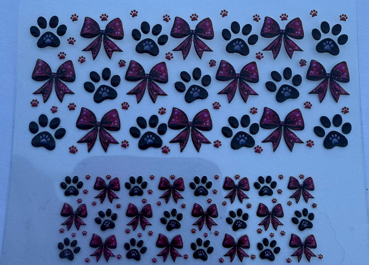 Uvdtf wraps Mini Stanley pink paw print with bows