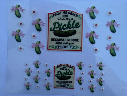 Uvdtf wraps Mini Stanley pickles with bows paint me green