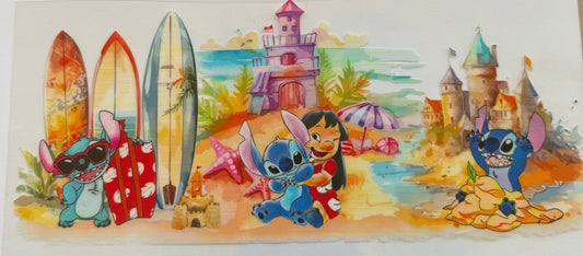 Cup wrap dtf stitch summer beach sand castles