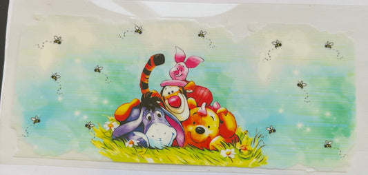 Cup wrap dtf Winnie the Pooh laying on each other backs
