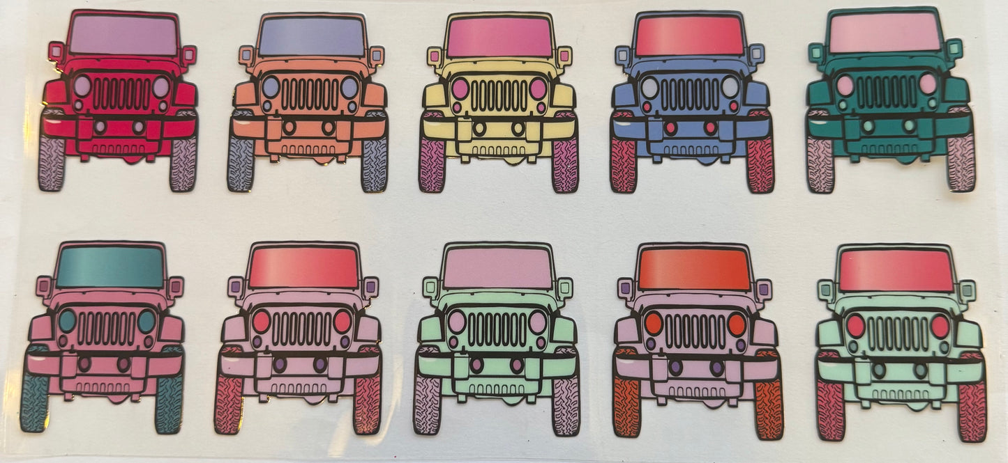 Cup wrap dtf colorful jeep