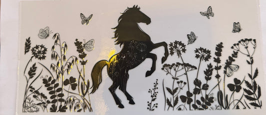 Cup wrap dtf horse black floral