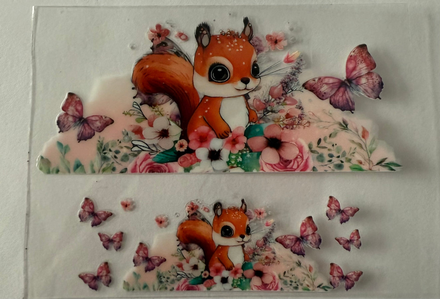 Uvdtf wraps Mini Stanley Squirel with floral and butterfly’s