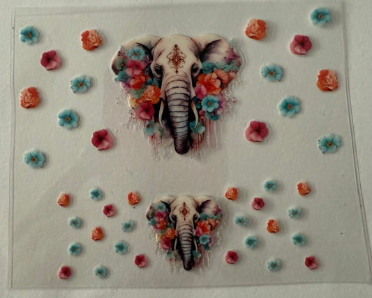 Uvdtf wraps Mini Stanley realistic elephant with floral