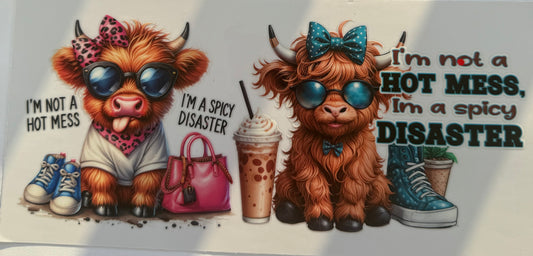 Cup wraps dtf highland cows disaster hot mess