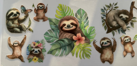 Cup wraps dtf sloth in trees