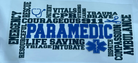Cup wraps uvdtf paramedic emt black and blue we