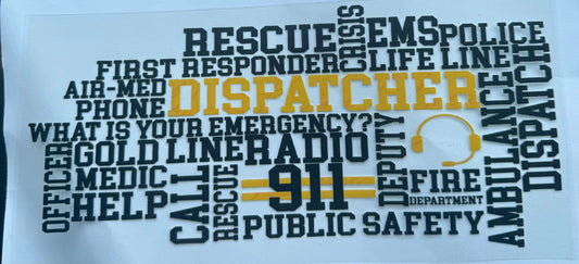 Cup wraps uvdtf 911 dispatcher yellow and black
