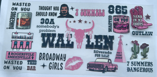 Cup wraps uvdtf Morgan wallen pink