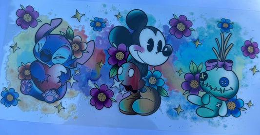 Cup wraps uvdtf Mickey Mouse and stitch tie dye