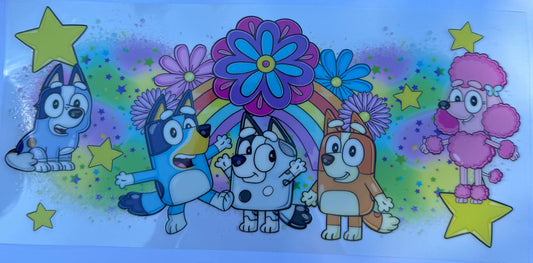 Cup wraps uvdtf bluey with rainbows with stars