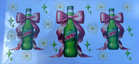 Cup wraps uvdtf Mountain Dew with pink bows