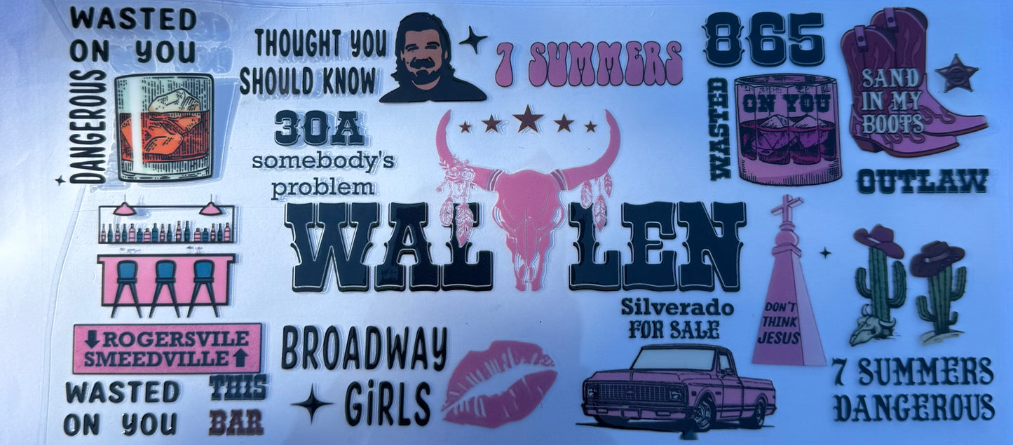 Cup wraps uvdtf Morgan wallen pink and black