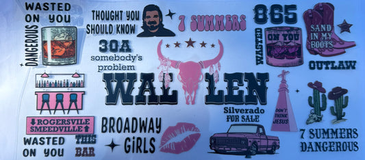 Cup wraps uvdtf Morgan wallen pink and black