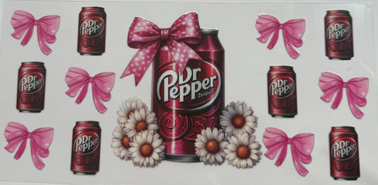 Cup wraps uvdtf Dr Pepper cans with floral and bows