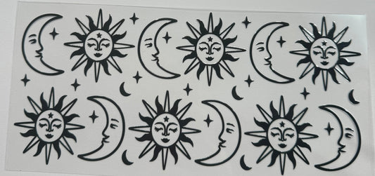Cup wraps uvdtf sun and moon in black