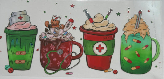 Cup wraps uvdtf nurse Christmas coffee drinks