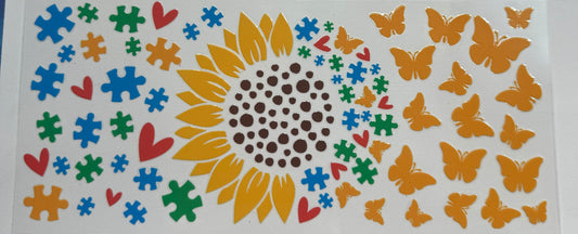 Cup wraps uvdtf autism awareness sunflower butterfly’s hearts