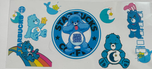 Cup wraps uvdtf  blue swear  bear zero fucks Starbucks style co
