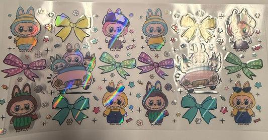 Cup wraps uvdtf Holo labubu with car and bows