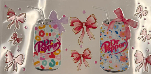 Cup wraps uvdtf drink Dr Pepper woth leopard and floral with bows