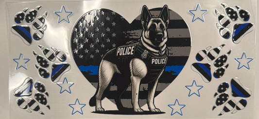 Cup wraps uvdtf Police dog with paw prints