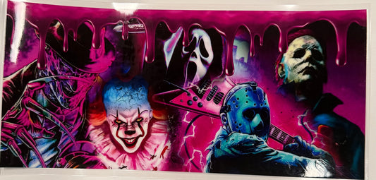 Cup wraps uvdtf Halloween scary guys with pink drip