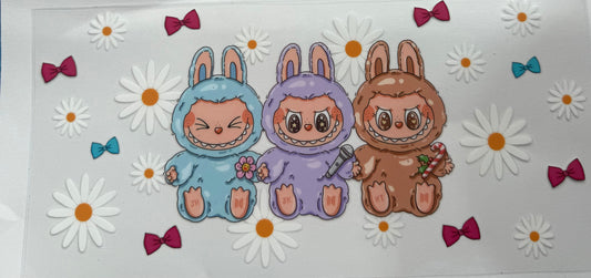 Cup wraps uvdtf labubu with floral and bows