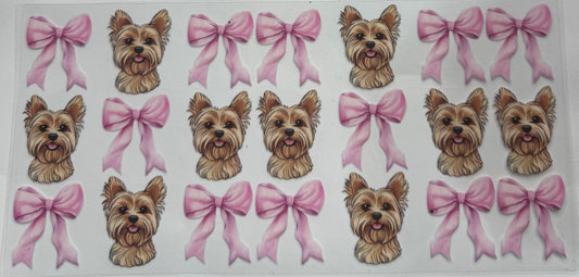 Cup wraps uvdtf Yorkie dog with bows