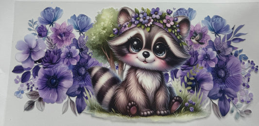 Cup wraps uvdtf raccoon with floral