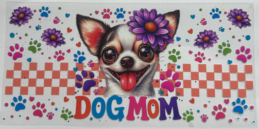 Cup wraps uvdtf Chihuahua dog, Mom with floral and paw prints