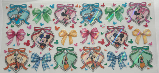 Cup wraps uvdtf holo Mickey and family with hearts on bows