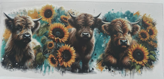Cup wraps uvdtf sunflower highland cows