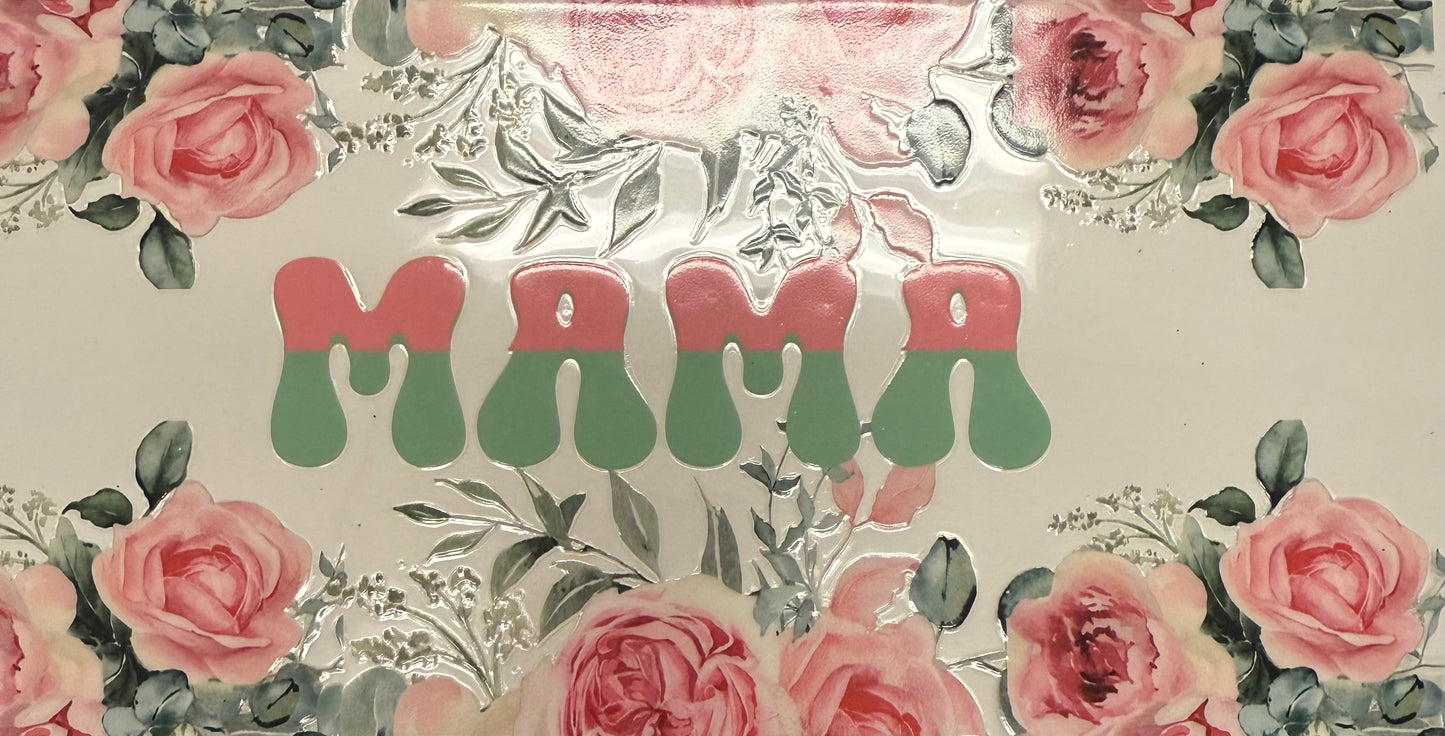 Cup wraps uvdtf floral mama pink and green