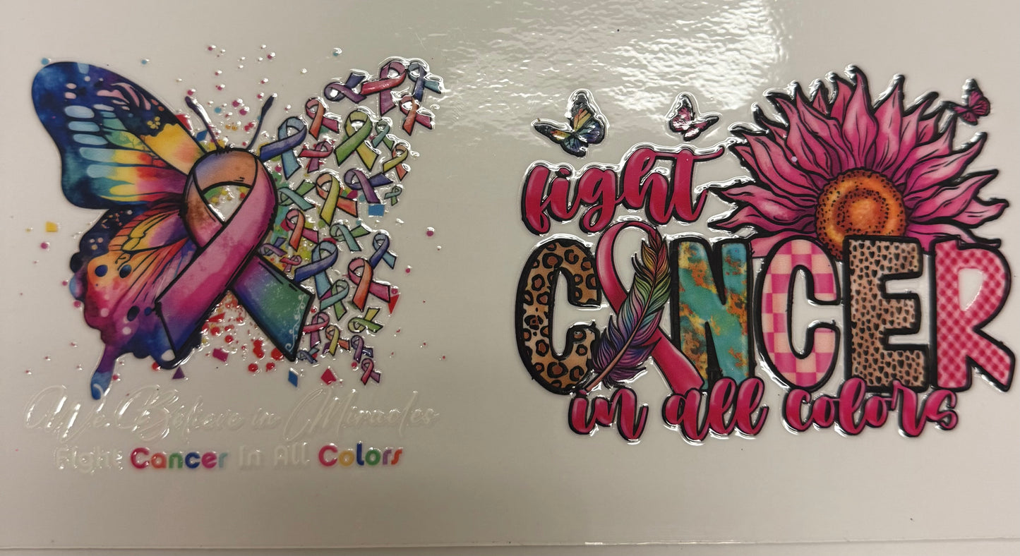 Cup wraps uvdtf fight cancer in all colors with butterfly and sunflower