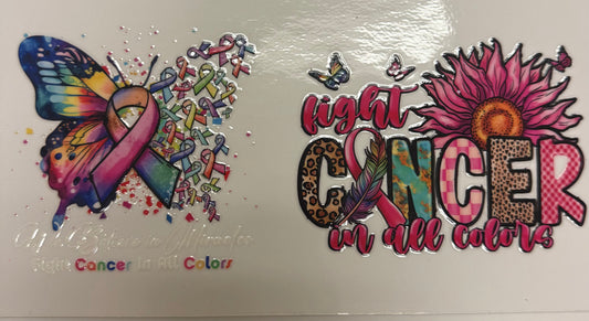 Cup wraps uvdtf fight cancer in all colors with butterfly and sunflower