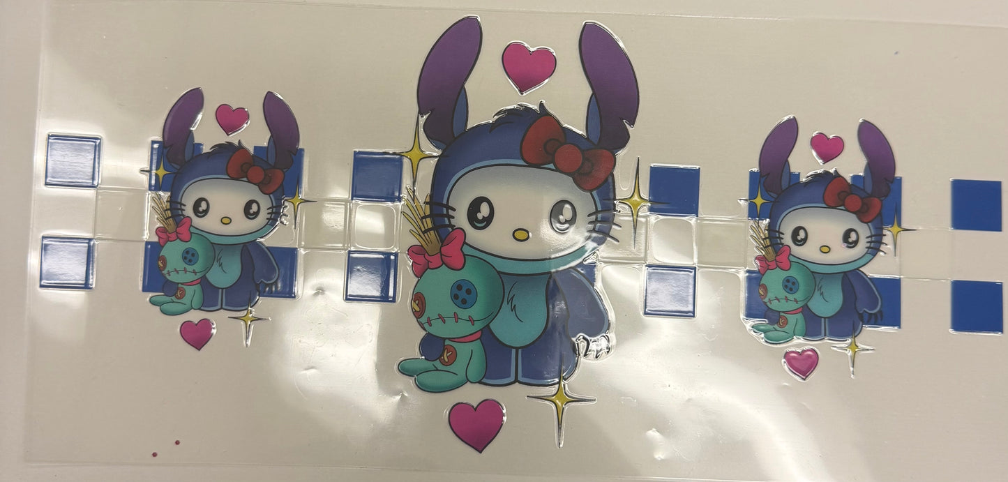 Cup wraps uvdtf hello kitty dressed as stitch with baby