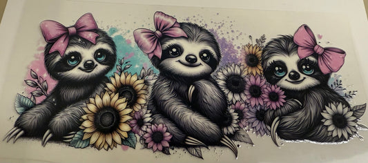 Cup wraps uvdtf sloth with sunflowers
