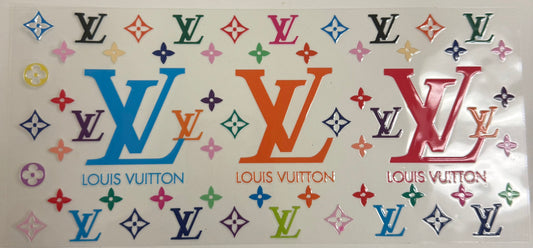 Cup wraps uvdtf lv rainbow with large lv letter