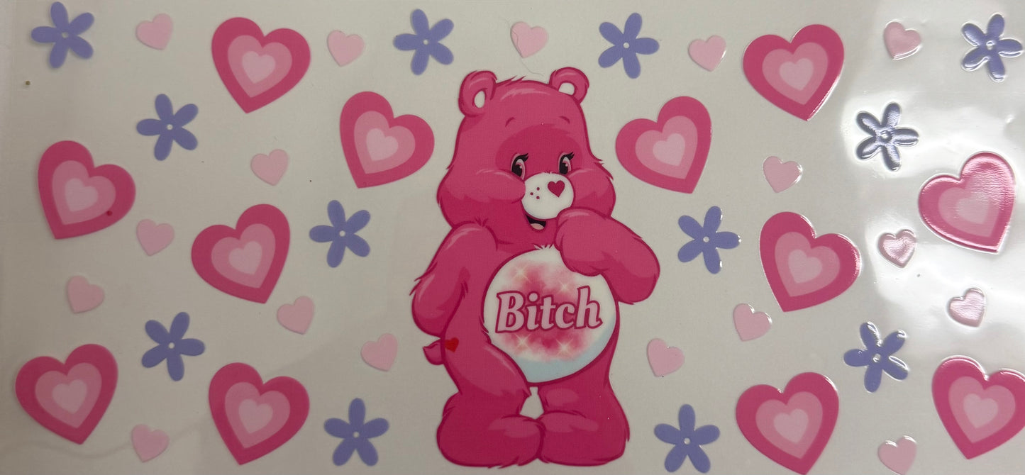 Cup wraps uvdtf bitch carbear with pink hearts