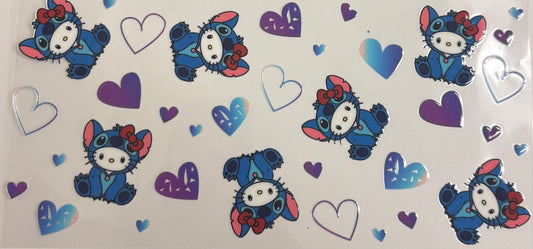 Cup wraps uvdtf hello kitty dressed as stitch with hearts
