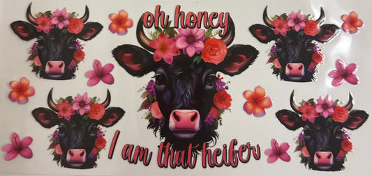 Cup wraps uvdtf highland cow I am that heifer floral
